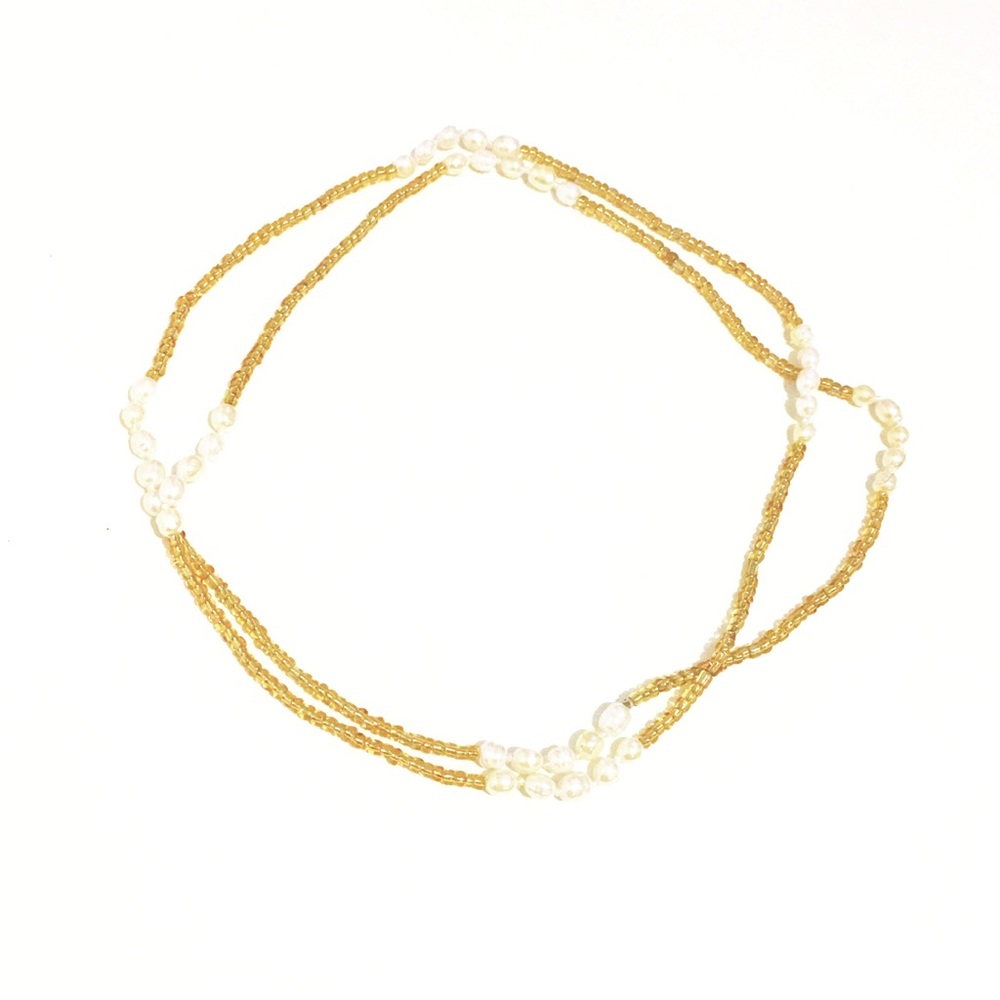 Real Freshwater pearl & gold beaded necklace